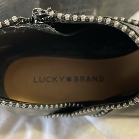 LUCKY BRAND | PERRMA |Studded|Round Toe |Ankle |Leather Bootie |Black | Size 6.5 - Picture 10 of 14